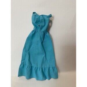 Barbie Vintage Quick Curl Deluxe Blue Fitted Maxi Dress 1975 #9217 Mattel